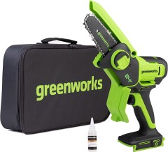 Цепная пила Greenworks G24MCS10, 24v, 10 см, без АКБ и ЗУ (аккумуляторная, мини) в сумке