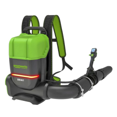 Ранцевый воздуходув Greenworks GD82BP3k8, 82v, 362 км/ч, 3.1 кВт, в комплекте с двумя АКБ 8 А·ч и двойное ЗУ (аккумуляторный)
