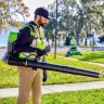 Ранцевый воздуходув Greenworks GD82BP3k8, 82v, 362 км/ч, 3.1 кВт, в комплекте с двумя АКБ 8 А·ч и двойное ЗУ (аккумуляторный)