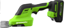 Аккумуляторные садовые ножницы-кусторез Greenworks G24SHT, 24v, 12 см (ножницы), 20 см (лезвие), без АКБ и ЗУ