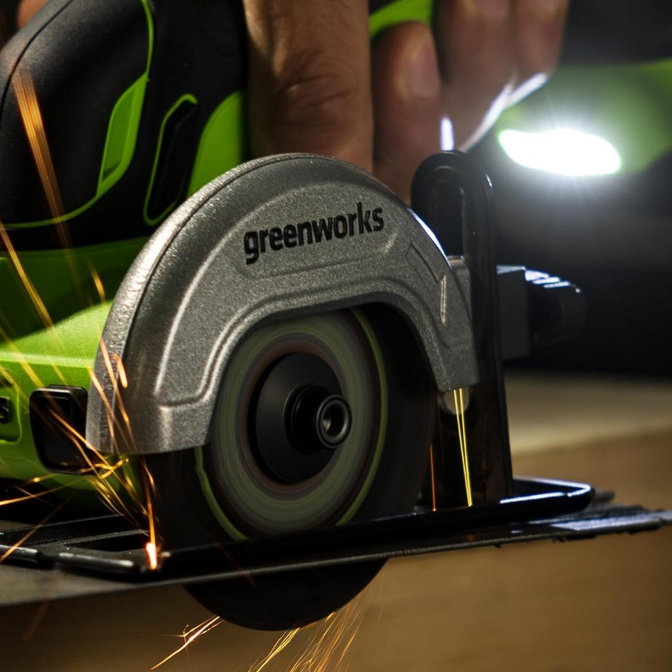 Угловая мини-шлифмашина акк. Greenworks GD24UCS, 24V, б/щет, 20000 об/мин,76 мм, рез 18 мм,1х2Ач,ЗУ,коробка