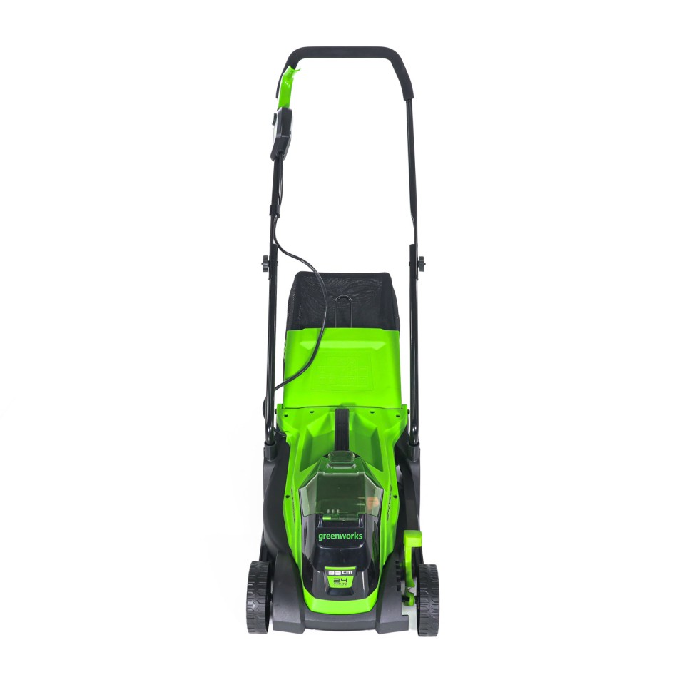 Газонокосилка Greenworks GD24LM33k4, 24v, 33 см, в комплекте с АКБ 4 А·ч и ЗУ (аккумуляторная)