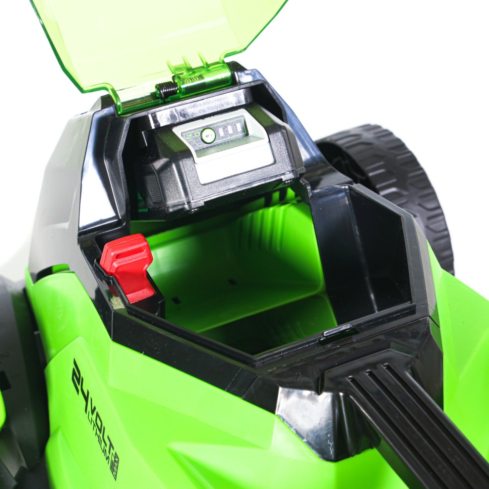 Газонокосилка Greenworks GD24LM33k4, 24v, 33 см, в комплекте с АКБ 4 А·ч и ЗУ (аккумуляторная)