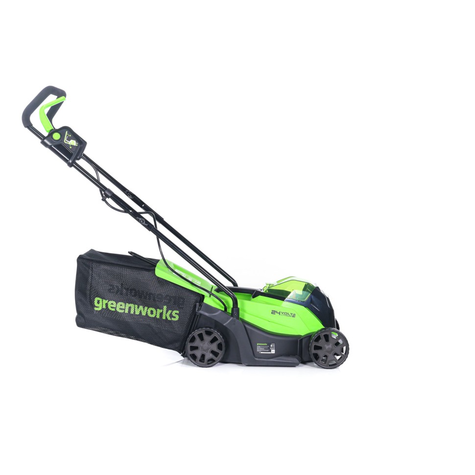 Газонокосилка Greenworks GD24LM33k4, 24v, 33 см, в комплекте с АКБ 4 А·ч и ЗУ (аккумуляторная)