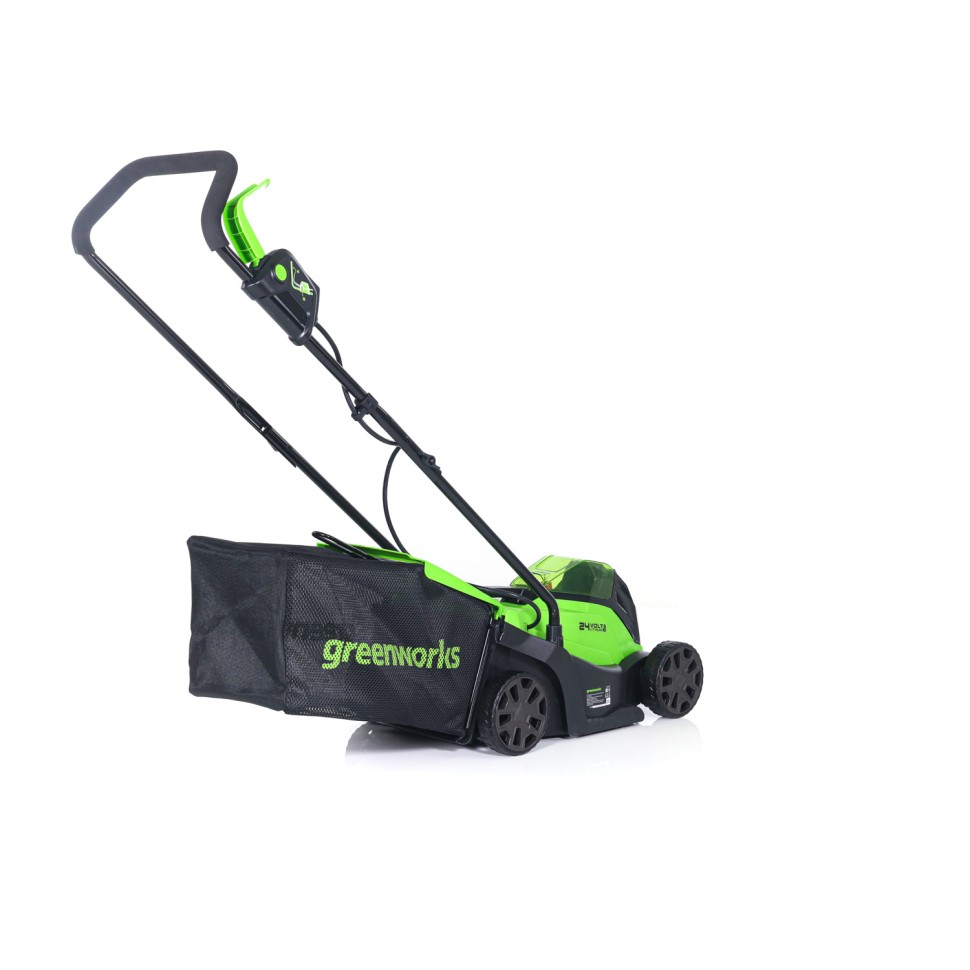 Газонокосилка Greenworks GD24LM33k4, 24v, 33 см, в комплекте с АКБ 4 А·ч и ЗУ (аккумуляторная)