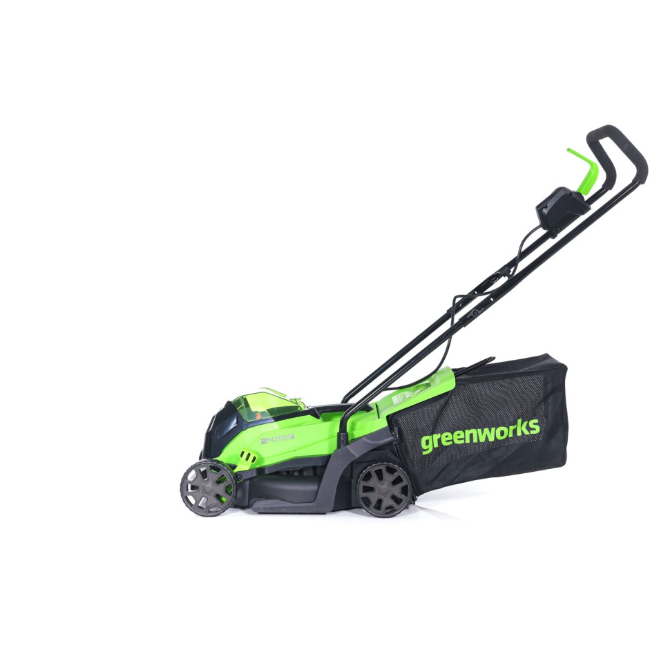 Газонокосилка Greenworks GD24LM33k4, 24v, 33 см, в комплекте с АКБ 4 А·ч и ЗУ (аккумуляторная)