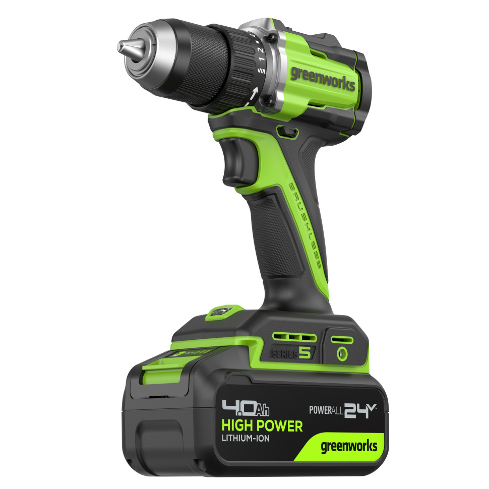 Аккумуляторная дрель-шуруповерт Greenworks DD560k4, 24v, 30/60 Нм, 13мм, Anti-kickback, 1х4Ач,ЗУ