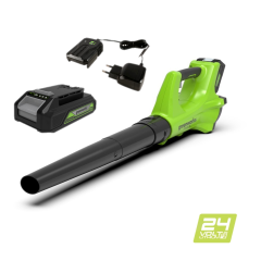 Воздуходув Greenworks G24ABk8, 24v, в комплекте с АКБ 8 А·ч и ЗУ (аккумуляторный)