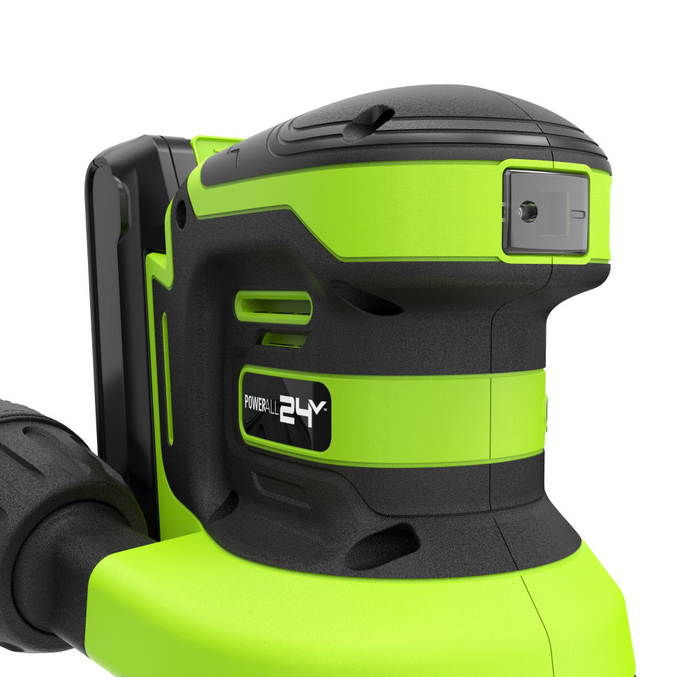 Эксцентриковая шлифмашина акк. Greenworks OS325, 24V, 125 мм, 5000-8000-11000 об/мин, амплитуда 2.4 мм,1х2Ач,ЗУ,коробка