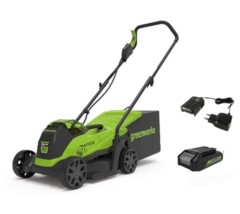 Газонокосилка Greenworks GD24LM33k8, 24v, 33 см, в комплекте с АКБ 8 А·ч и ЗУ (аккумуляторная)