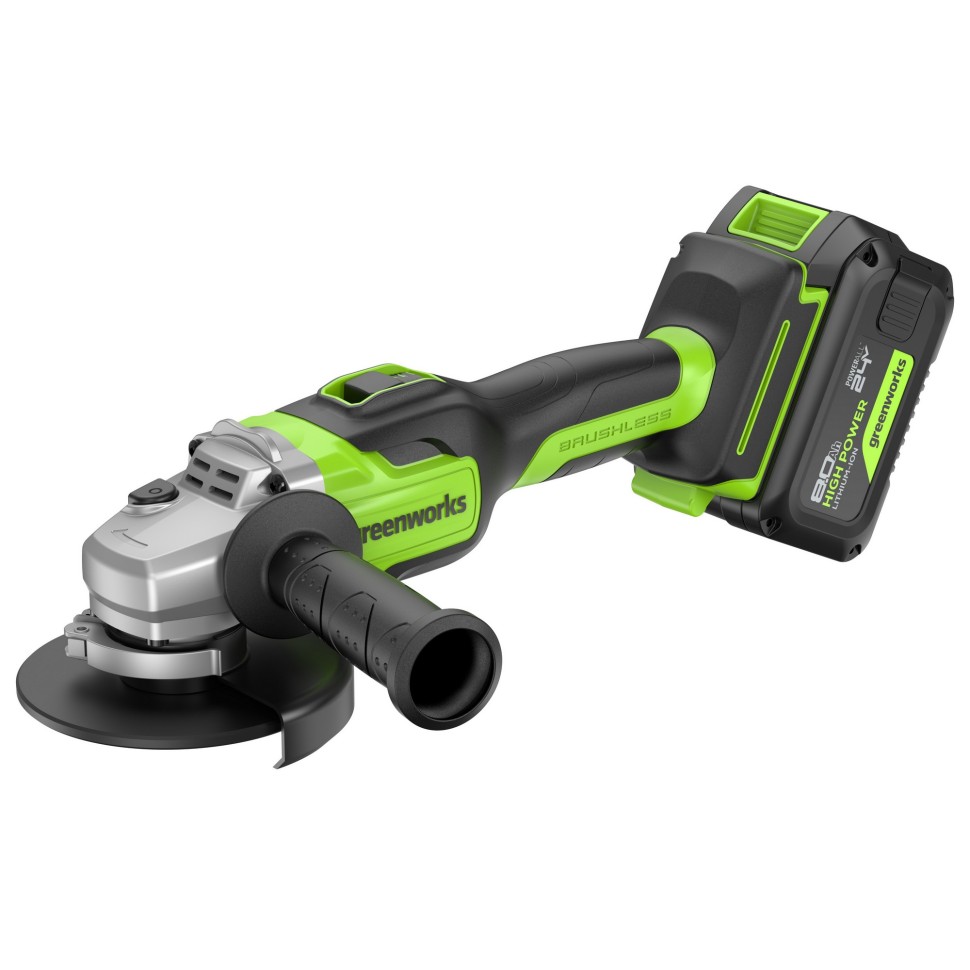 Угловая шлифовальная машина  Greenworks GD24AG, 24V, б/щет, 125 мм, 10500 об/мин,1x8Ач,ЗУ,кор 