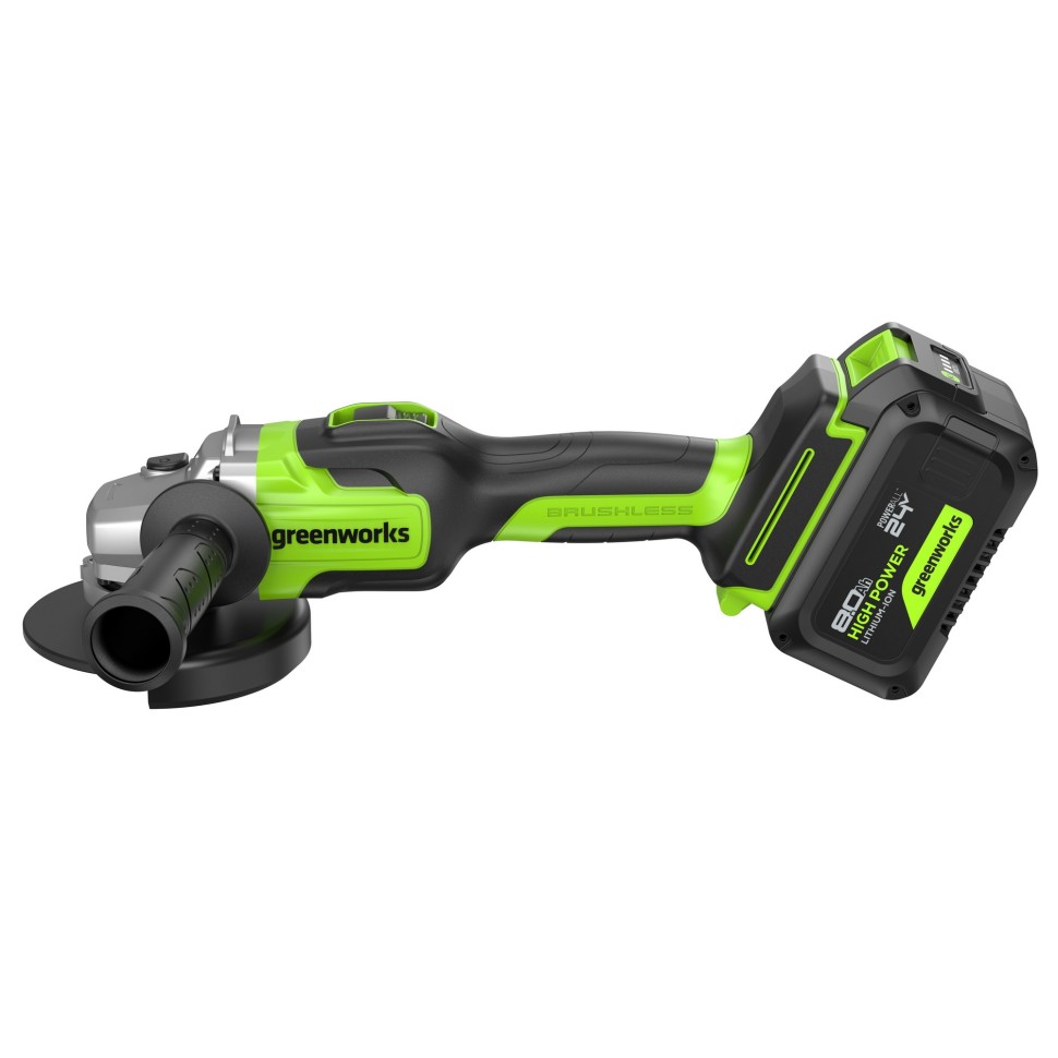 Угловая шлифовальная машина  Greenworks GD24AG, 24V, б/щет, 125 мм, 10500 об/мин,1x8Ач,ЗУ,кор 