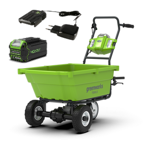Садовая тележка Greenworks G40GCk5, 40v, 106 л, в комплекте с АКБ 5 А·ч и ЗУ (аккумуляторная, самоходная)