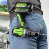 Аккумуляторная ударная дрель-шуруповерт Greenworks GD24DD140k4x2, 24v, 140 Нм, Anti-kickback, в комплекте АКБ 4 А·ч (2 шт) и ЗУ 4А