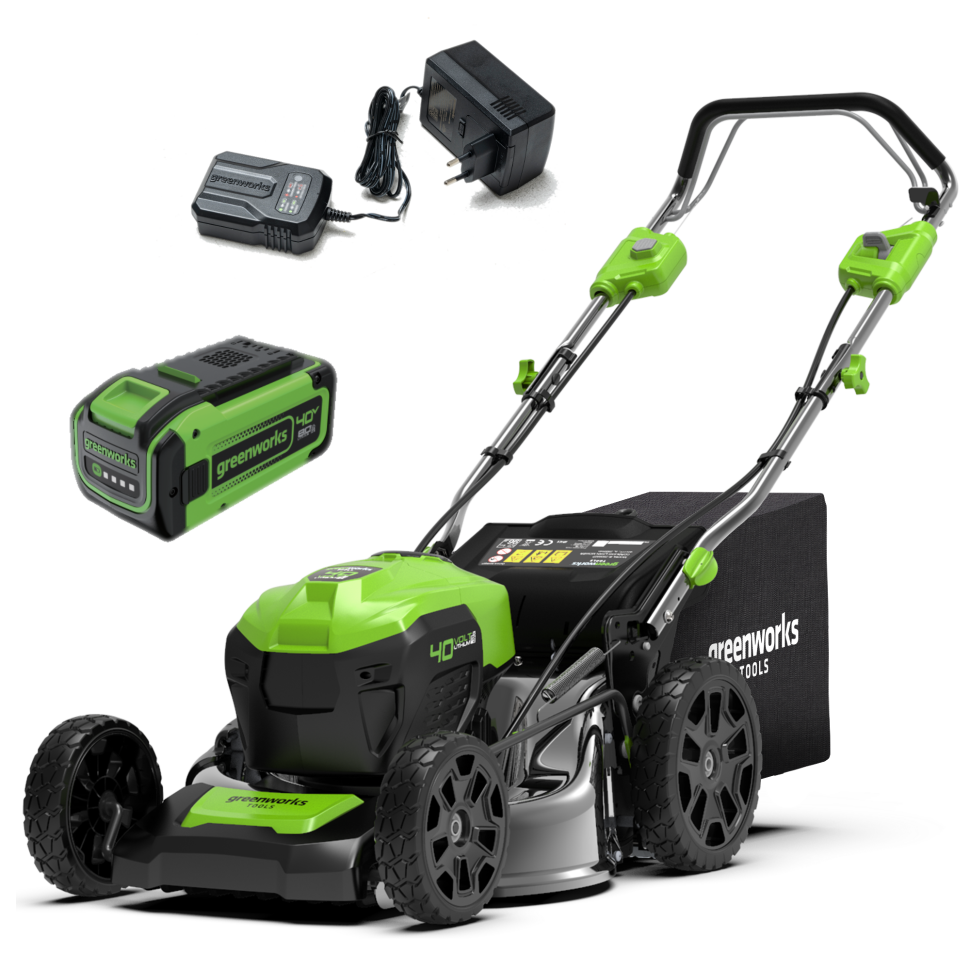 Газонокосилка Greenworks GD40LM46SPk85, 40v, 46 см, в комплекте с АКБ 8 А·ч и ЗУ (аккумуляторная, самоходная)