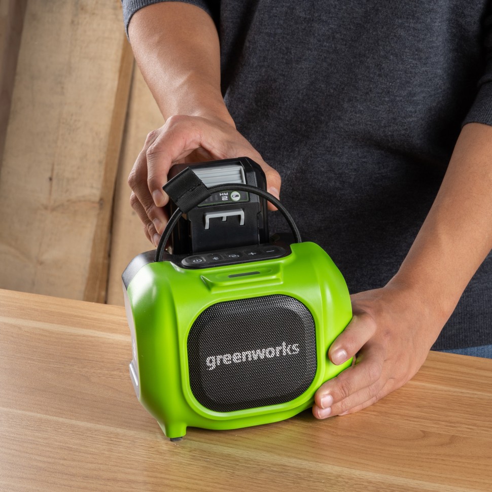 Беспроводная колонка Greenworks GPT-MNBS, 24v/220v, без АКБ и ЗУ (аккумуляторная и сетевая)