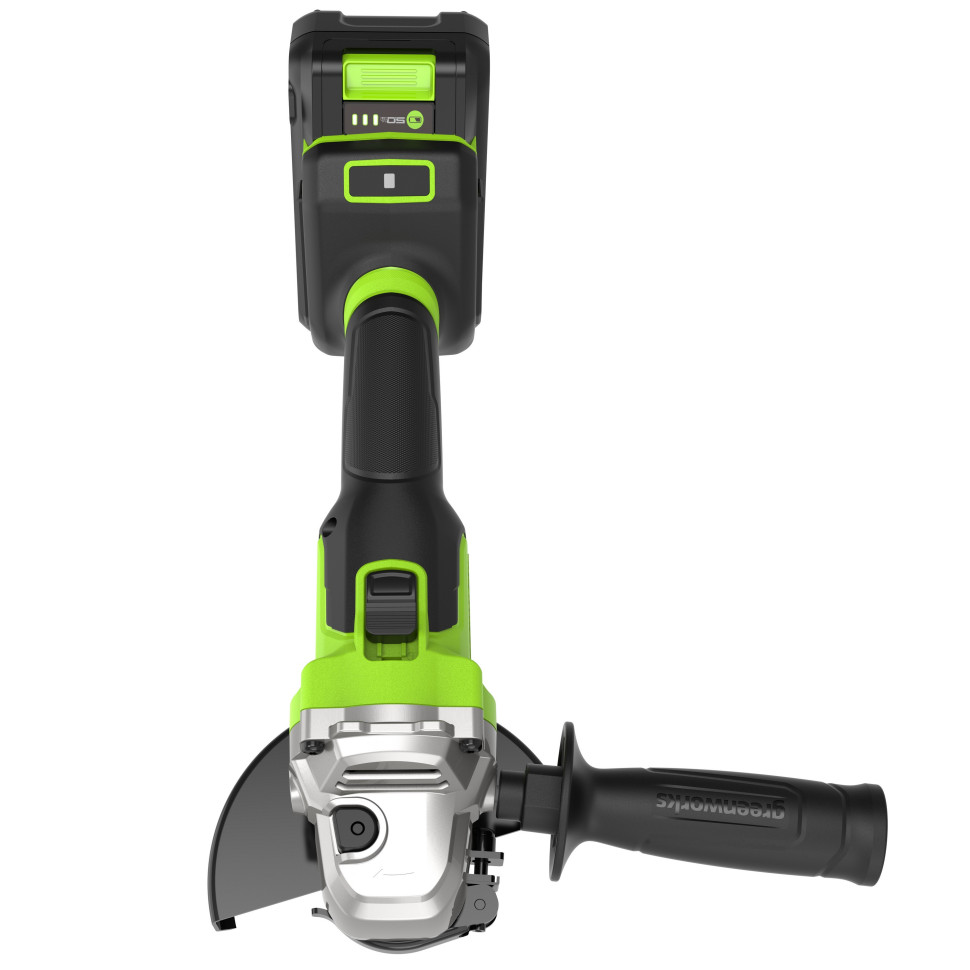 Угловая шлифовальная машина акк. Greenworks AG590, 24V, б/щет, 125 мм, 8500 об/мин, Anti-Kickback,1х5Ач,ЗУ,коробка