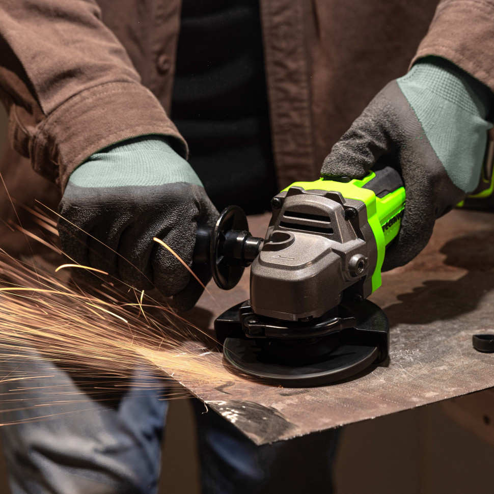 Угловая шлифовальная машина акк. Greenworks AG590, 24V, б/щет, 125 мм, 8500 об/мин, Anti-Kickback,1х5Ач,ЗУ,коробка