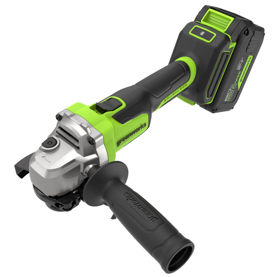 Угловая шлифовальная машина акк. Greenworks AG590, 24V, б/щет, 125 мм, 8500 об/мин, Anti-Kickback,1х8Ач,ЗУ,коробка