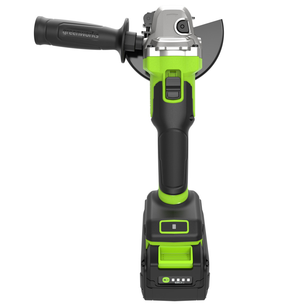 Угловая шлифовальная машина акк. Greenworks AG590, 24V, б/щет, 125 мм, 8500 об/мин, Anti-Kickback,1х8Ач,ЗУ,коробка