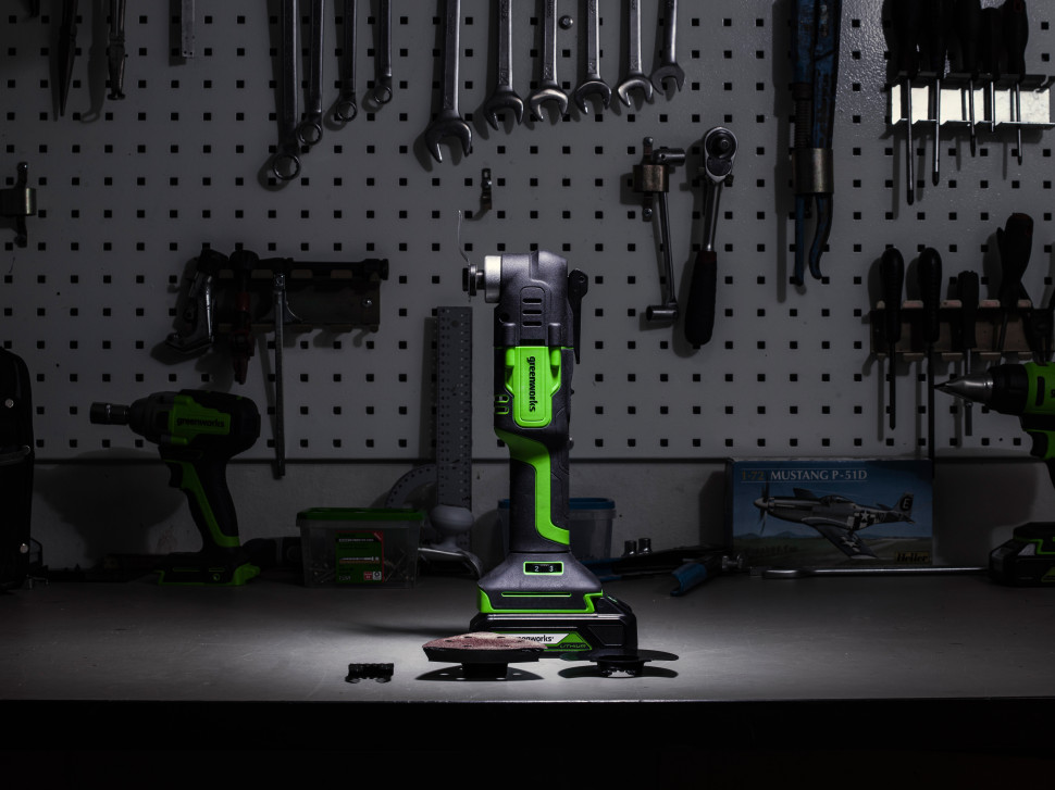 Аккумуляторный реноватор Greenworks G24MTk2, 24v, QOIS, в комплекте с АКБ 2 А·ч и ЗУ