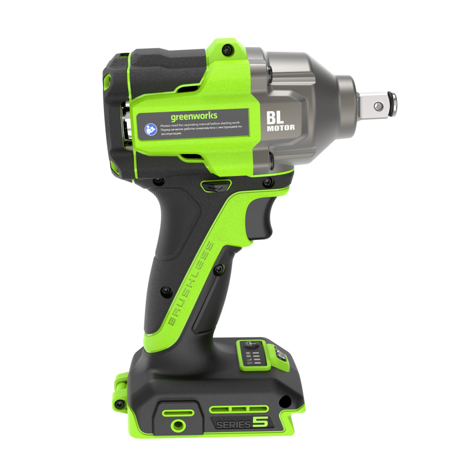 Аккумуляторный ударный гайковерт Greenworks IW5500, 24v, 500 Н·м, 1/2'', 3 режима, без АКБ и ЗУ