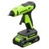 Пистолет клеевой акк. Greenworks G24GLG, 24V, 150°С, нагрев 90 сек, стержни 11 мм, антикапля,1х2Ач,ЗУ,коробка