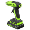 Пистолет клеевой акк. Greenworks G24GLG, 24V, 150°С, нагрев 90 сек, стержни 11 мм, антикапля,1х2Ач,ЗУ,коробка