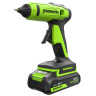 Пистолет клеевой акк. Greenworks G24GLG, 24V, 150°С, нагрев 90 сек, стержни 11 мм, антикапля,1х2Ач,ЗУ,коробка