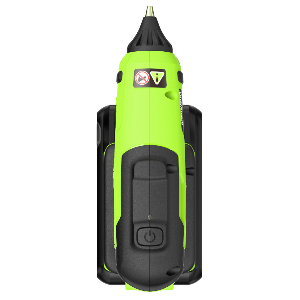 Пистолет клеевой акк. Greenworks G24GLG, 24V, 150°С, нагрев 90 сек, стержни 11 мм, антикапля,1х2Ач,ЗУ,коробка