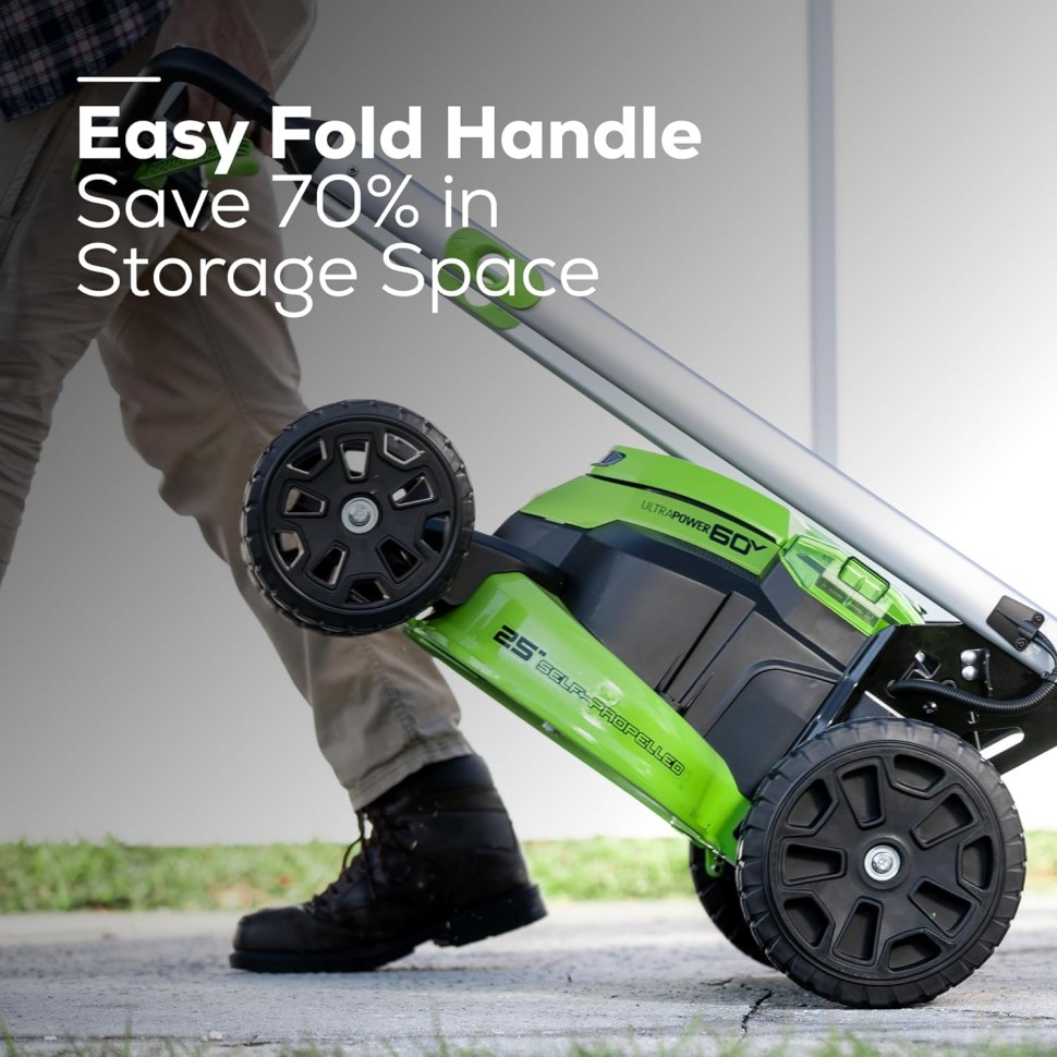 Газонокосилка Greenworks GD60LM61k4 Twin Force, 60v, 61 см, в комплекте с АКБ 4 А·ч и ЗУ (аккумуляторная, самоходная)