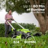 Газонокосилка Greenworks GD60LM61k4 Twin Force, 60v, 61 см, в комплекте с АКБ 4 А·ч и ЗУ (аккумуляторная, самоходная)
