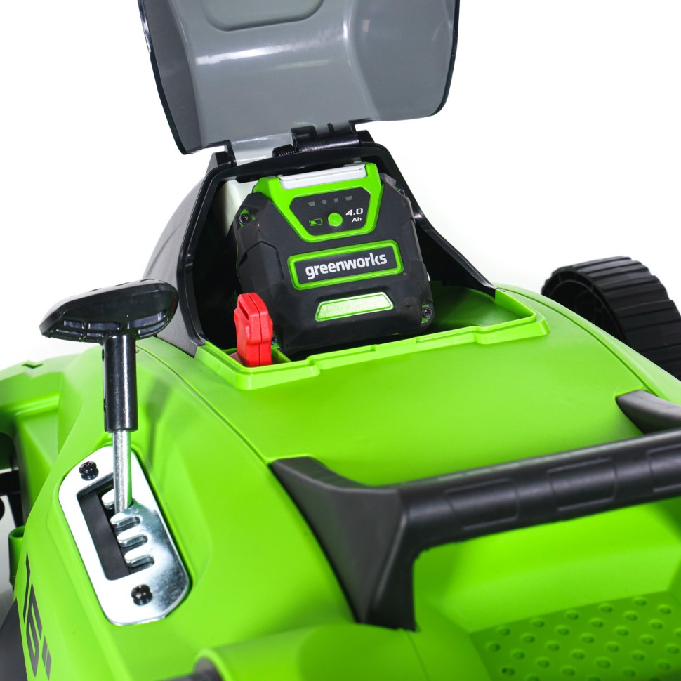 Газонокосилка Greenworks GD40LM16Xk4 Gen 2, 40v, 41 см, в комплекте с АКБ 4 А·ч и ЗУ (аккумуляторная)