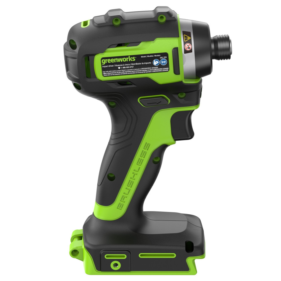 Винтоверт ударный акк. Greenworks ID3170, 24V, б/щет, 0-3200об/мин, 4000 уд/мин, HEX 1/4, 170Нм, без АКБ и ЗУ